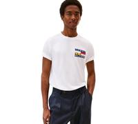 Tommy Hilfiger T-Shirt Manches Courtes Homme Colour Flag Tee Regular Fit, Blanc (White), XL