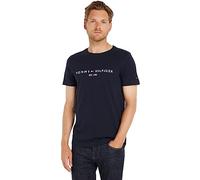 Tommy Hilfiger T-Shirt Manches Courtes Homme Core Tommy Logo Col Ras-du-Cou, Bleu (Sky Captain), L