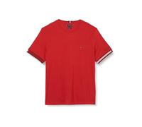 Tommy Hilfiger T-Shirt Manches Courtes Homme Flag Cuff Tee Col Ras-du-Cou, Rouge (Primary Red), XXL