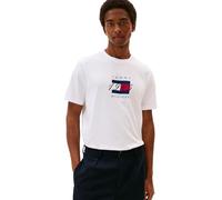 Tommy Hilfiger T-Shirt Manches Courtes Homme Linear Flag Graphic Regular Fit, Blanc (White), S