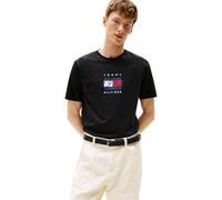 Tommy Hilfiger T-Shirt Manches Courtes Homme Linear Flag Graphic Regular Fit, Noir (Black), S