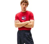 Tommy Hilfiger T-Shirt Manches Courtes Homme Linear Flag Graphic Regular Fit, Rouge (Medium Red), XL