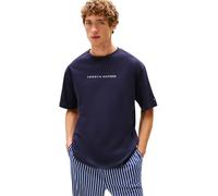 Tommy Hilfiger T-Shirt Manches Courtes Homme Logo avec Col Ras-du-Cou, Bleu (Desert Sky), L