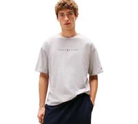 Tommy Hilfiger T-Shirt Manches Courtes Homme Logo avec Col Ras-du-Cou, Gris (Light Grey Heather), L