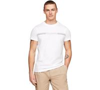 Tommy Hilfiger T-Shirt Manches Courtes Homme Stripe Chest Tee Col Ras-du-Cou, Blanc (White), XS