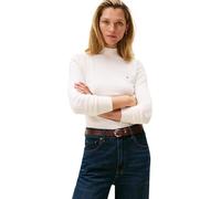 Tommy Hilfiger T-Shirt Manches Longues Femme Jersey Fine Col Cheminée, Ivoire (Ivory Petal), XS
