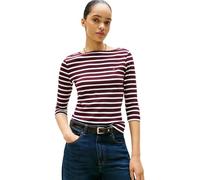 Tommy Hilfiger T-Shirt Manches Longues Femme New Cody Slim Col Bateau, Multicolore (Deep Burgundy/ Ecru Stp), L