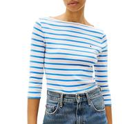 Tommy Hilfiger T-Shirt Manches Longues Femme New Cody Slim Col Bateau, Multicolore (Ecru/Blue Spell STP), XS
