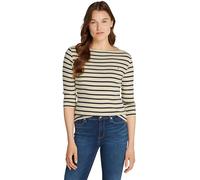 Tommy Hilfiger T-Shirt Manches Longues Femme New Cody Slim Col Bateau, Multicolore (Fine STP Country Ivory/DRK N Navy), L