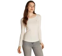 Tommy Hilfiger T-Shirt Manches Longues Femme Slim Fit Col Ras-du-Cou, Beige (Calico), L