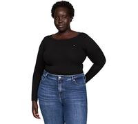 Tommy Hilfiger T-Shirt Manches Longues Femme Slim Fit Col Ras-du-Cou, Noir (Black), M