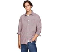 Tommy Hilfiger T-Shirt Manches Longues Homme Brushed Gingham Overcheck Shirt avec Poche sur la Poitrine, Multicolore (Deep Rouge/Multi), 3XL
