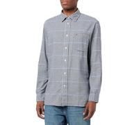 Tommy Hilfiger T-Shirt Manches Longues Homme Brushed Gingham Overcheck Shirt avec Poche sur la Poitrine, Bleu (Carbon Navy/Multi), XXL