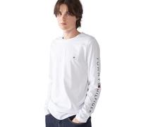 Tommy Hilfiger T-Shirt Manches Longues Homme Tommy Logo Coton, Blanc (White), L