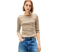 Tommy Hilfiger T-Shirt Slim Cody Boat-NK 3/4SLV WW0WW40589 L/S pour Femme, Marron (Nordic Taupe/Ecru STP), L, Marron (Nordic Taupe/Ecru STP), L