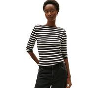 Tommy Hilfiger T-Shirt Slim Cody Boat-NK 3/4SLV WW0WW40589 L/S pour Femme, Noir (Black/Ecru STP), XS, Noir (Noir/écru STP), XS