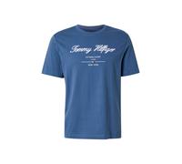 TOMMY HILFIGER T-Shirt 'Textured Logo' bleu / bleu marine / rouge / blanc, Taille S