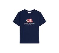 TOMMY HILFIGER T-Shirt 'Wavy Flag Appliqué' bleu / rouge, Taille L