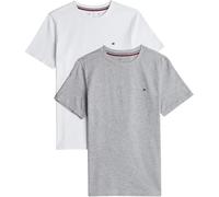 Tommy Hilfiger T-Shirts Manches Courtes Lot de 2 Unisexe Col Ras-du-Cou, Multicolore (White/Light Grey Heather), 4-5 Ans