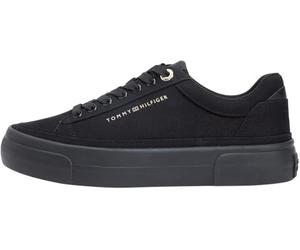 Tommy Hilfiger Th Foxing FW0FW09480 Toile à Plateforme pour Femme, Taille Basse, Noir (Noir), Pointure 38