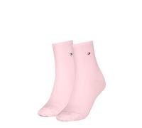Tommy Hilfiger TH Lot de 2 paires de chaussettes courtes pour femme, rose clair, 35-38