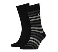 Tommy Hilfiger Th Men Duo Stripe Sock 2P Chaussettes Homme Noir (Black) 39/42 (Taille fabricant: 039) 2lot de2