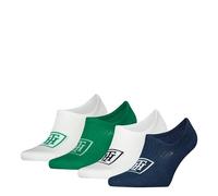 Tommy Hilfiger Footie Chaussettes, Bleu Marine/Vert, 39/42 (Lot de 4) Homme