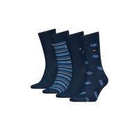 Tommy Hilfiger TH MEN GIFTBOX SOCK 4P MONOGRAM STRIPE, bleu marine, 43-46