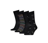 Tommy Hilfiger TH MEN GIFTBOX SOCK 4P MONOGRAM STRIPE, Noir, 43-46