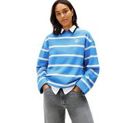 Tommy Hilfiger Th Script Mdrn Terry Swtshrt Ww0Ww48431 Sweat-Shirt à Enfiler, Blue (Mesmerizing Blue/Calico STP), S Femme