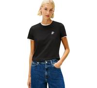 Tommy Hilfiger TH Script REG C-NK SS Tee WW0WW47809 T-Shirt S/S pour Femme, Noir (Noir), XL, Noir (Noir), XL