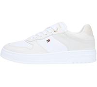 Tommy Hilfiger Th Sporty Cupsole Tumbled LTR Fw0fw09024Low Top pour Femme, Blanc, Blanc, Gris Clair, 39 EU