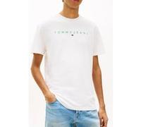 Tommy Jeans Linear Logo Regular Fit Short Sleeve T-shirt Blanc L Homme