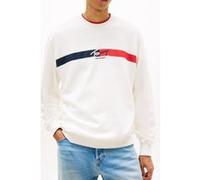 Tommy Hilfiger Tjm Regular Sign Stripe Sweatshirt Ecru Taille: M | Pulls Outlet | Homme | Marron