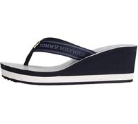 Tommy Hilfiger Tongs Femme Stripes avec Talon Compensé, Bleu (Space Blue), 40
