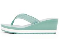 Tommy Hilfiger Tongs Femme Stripes avec Talon Compensé, Turquoise (Charming Green), 40
