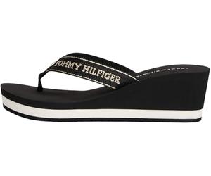 Tommy Hilfiger Tongs Femme Summer Sandal avec Talon Compensé, Noir (Black), 42