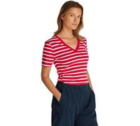 TOMMY HILFIGER Tops en Tricot S/S pour Femme, Rouge (Rouge Primaire/écru), 3XL