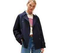 Tommy Hilfiger Trench-Coat Femme Cotton Short Court, Bleu (Desert Sky), 42