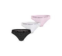 Tommy Hilfiger Slips Bikini Femme Lot de 3 avec Dentelle, Multicolore (Black/White/Light Pink), M