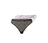 Tommy Hilfiger 3 Pack Thong Lace (Ext Sizes) UW0UW04896 Strings, Noir (Black/White/Light Pink), XL Femme