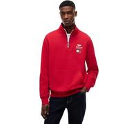 Tommy Hilfiger Unisexe Sweatshirt avec Fermeture Éclair TH X Cadillac F1 Logo Half Zip Poche Kangourou, Red (Red), L