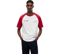 Tommy Hilfiger Unisexe T-Shirt Manches Courtes TH X Cadillac F1 Varsity Raglan Coton, Multicolore (White/Red), L