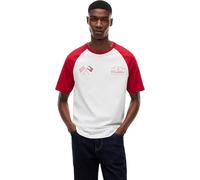Tommy Hilfiger Unisexe T-Shirt Manches Courtes TH X Cadillac F1 Varsity Raglan Coton, Multicolore (White/Red), M