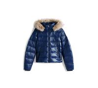 Tommy Hilfiger Veste Matelassée Femme Gloss Down Slim avec Fourrure, Bleu (Dark Night Navy), M