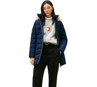 Tommy Hilfiger Veste en Duvet Femme Down Slim avec Fourrure, Bleu (Dark Night Navy), L