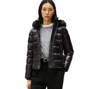 Tommy Hilfiger Veste Matelassée Femme Gloss Down Slim avec Fourrure, Noir (Black), M