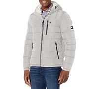 Tommy Hilfiger Veste matelassée imperméable à capuche doublée Sherpa de poids moyen pour homme, Ice Tech, L