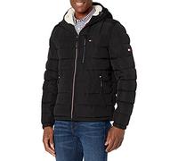Tommy Hilfiger Veste matelassée imperméable de poids moyen pour homme avec capuche doublée en Sherpa, X-Large