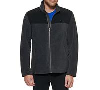 Tommy Hilfiger Veste polaire classique pour homme avec fermeture éclair sur le devant (grandes tailles normales), Noir/gris anthracite, XL